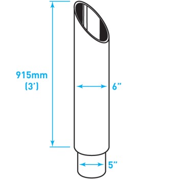 Exhaust Chrome Stack Reducing / Mitred 45º / Plain End / 6"-5" x 36"